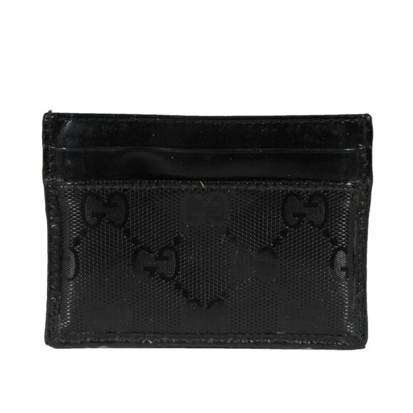 Gucci Mens Interlocking GG Imprime Logo Card Holder Black Leather Wallet - Picture 1 of 8